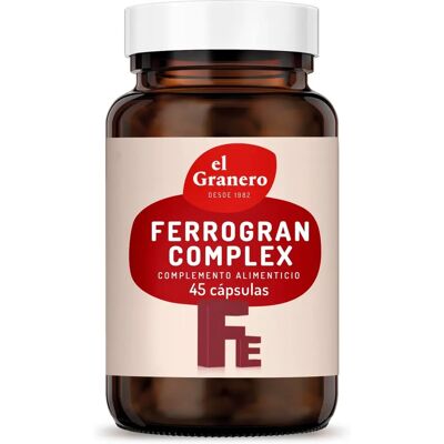 El Granero Integral Ferrogran 45 cápsulas - Suplemento de ferro vegano El Granero Integral Ferrogran 45 cápsulas - Suplemento de ferro vegano