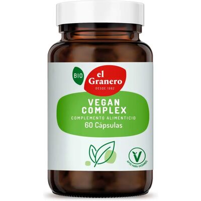 El Granero Integral Complejo Vegano - 60 cápsulas - Suplemento alimenticio - Vitamina B12 El Granero Integral Complejo Vegano - 60 cápsulas - Suplemento alimenticio - Vitamina B12