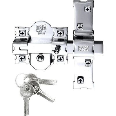 Fac 301-rp Lucchetto porta nichelato - Cilindro 50mm, scrocco 80mm Fac 301-rp Lucchetto porta nichelato - Cilindro 50mm, scrocco 80mm