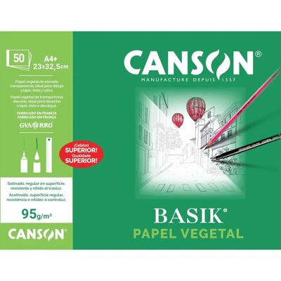 Papel vegetal Canson A4+ - Transparente, 50 hojas Papel vegetal Canson A4+ - Transparente, 50 hojas