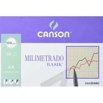 Papier millimétré Canson A4 - 50 feuilles Papier millimétré Canson A4 - 50 feuilles