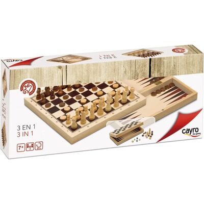 Cayro 648 Bois 29x29cm 3-en-1 Échecs Backgammon Dames - Jeux de Société - Publicité Cayro 648 Bois 29x29cm 3-en-1 Échecs Backgammon Dames - Jeux de Société - Publicité