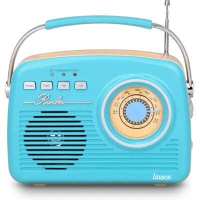 Radio Bluetooth portable Lauson RA142 - Vintage AM/FM - Publicité Radio Bluetooth portable Lauson RA142 - Vintage AM/FM - Publicité