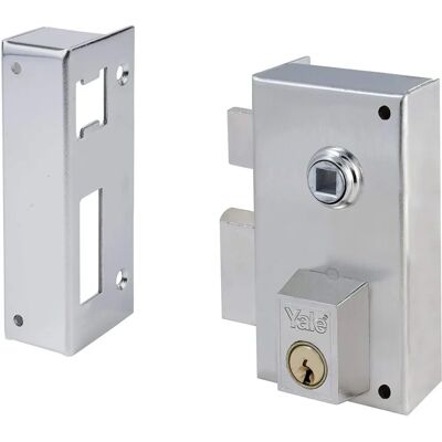Yale - Cerradura de un punto en níquel - Cerradura de puerta Yale - Cerradura de un punto en níquel - Cerradura de puerta