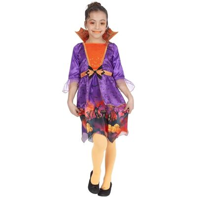 Söta lila och orange häxklänning för tjejer - Halloween-klänning Söta lila och orange häxklänning för tjejer - Halloween-klänning
