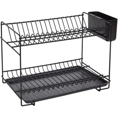 Escurridor de platos Sauvic Modelo 89024 Acero Negro - Doble nivel, capacidad 18 platos Escurridor de platos Sauvic Modelo 89024 Acero Negro - Doble nivel, capacidad 18 platos