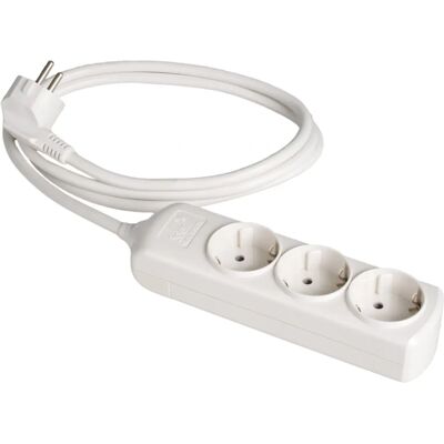 Solera Verlängerungskabel - 8013 - Serie 8000, 3 Bipolare Steckdosen, 16A, 250V, Weiß Solera Verlängerungskabel - 8013 - Serie 8000, 3 Bipolare Steckdosen, 16A, 250V, Weiß