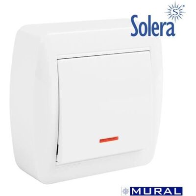 Interrupteur Blanc Solera - Montage en surface, Indicateur lumineux, 250V, 10A - Interrupteur Interrupteur Blanc Solera - Montage en surface, Indicateur lumineux, 250V, 10A - Interrupteur