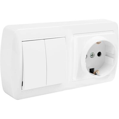 Solera Mur36u - Enchufe doble Schuko bipolar - Montaje en superficie Solera Mur36u - Enchufe doble Schuko bipolar - Montaje en superficie