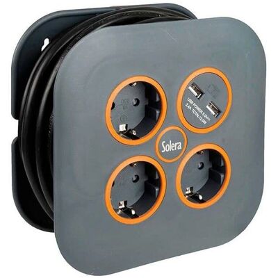 Regleta Solera 7321usb - 3 Tomas Schuko, 2 USB, 5m Regleta Solera 7321usb - 3 Tomas Schuko, 2 USB, 5m
