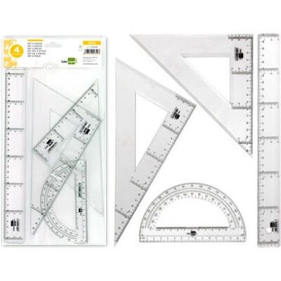 Set de Reglas de Cristal Liderpapel JG02 - Juego de Reglas Set de Reglas de Cristal Liderpapel JG02 - Juego de Reglas