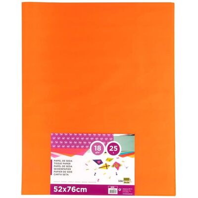 Papel de Seda Laranja Liderpapel - 52x76cm 18g/m² Pacote com 25 Papel de Seda Laranja Liderpapel - 52x76cm 18g/m² Pacote com 25