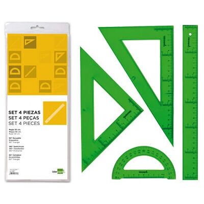 Liderpapel JG01 Set de Reglas - 3 Variantes - Regla, Escuadra, Transportador Liderpapel JG01 Set de Reglas - 3 Variantes - Regla, Escuadra, Transportador