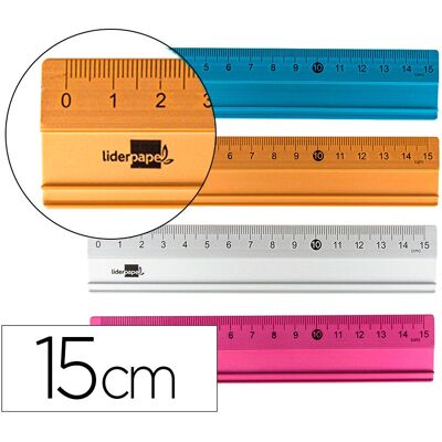 Liderpapel RG08 - 150 mm - Alumínio - Cores sortidas - Régua Liderpapel RG08 - 150 mm - Alumínio - Cores sortidas - Régua