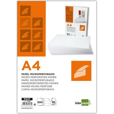 Papel perfurado Liderpapel PA07 - A4, 500 folhas, Branco Papel perfurado Liderpapel PA07 - A4, 500 folhas, Branco