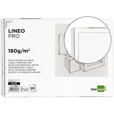 Papel artístico Liderpapel DL08 - 20 hojas, blanco, con escuadra Papel artístico Liderpapel DL08 - 20 hojas, blanco, con escuadra