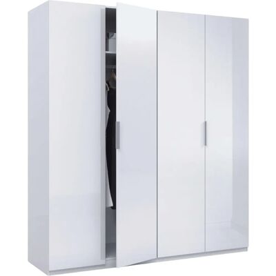 Garde-robe Générique - 4 Portes Blanc Brillant - Rangement Chambre - Publicité Garde-robe Générique - 4 Portes Blanc Brillant - Rangement Chambre - Publicité