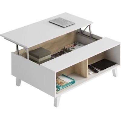 ALTRI Mesa de café de madera con tapa elevable - Estilo escandinavo ALTRI Mesa de café de madera con tapa elevable - Estilo escandinavo