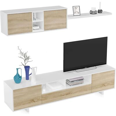 HOGAR24 Mobelcenter Belus Mueble de TV - Blanco y Roble HOGAR24 Mobelcenter Belus Mueble de TV - Blanco y Roble