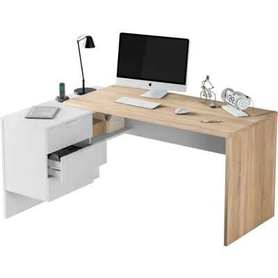 Mesa MIROYTENGO - Reversible, Melamina de Alta Calidad, 3 Cajones - 145cm x 73cm Mesa MIROYTENGO - Reversible, Melamina de Alta Calidad, 3 Cajones - 145cm x 73cm