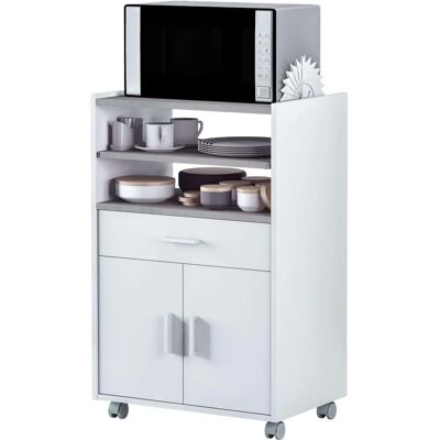 MOBIMARKET Duehome - Mobile microonde Bianco Cemento Grigio - 59x92cm - Spazio Cucina MOBIMARKET Duehome - Mobile microonde Bianco Cemento Grigio - 59x92cm - Spazio Cucina