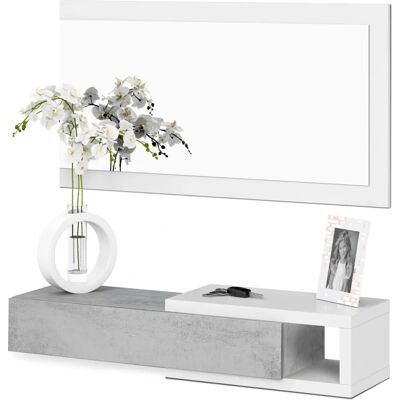 Fores Habitat Espejo de Pared con Cajón para Entrada - Diseño Moderno Compacto Fores Habitat Espejo de Pared con Cajón para Entrada - Diseño Moderno Compacto