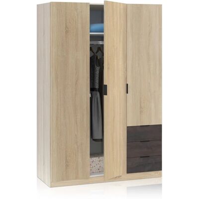 Duehome - Roble Canadian - Armoire 3 portes - Économique - Publicité Duehome - Roble Canadian - Armoire 3 portes - Économique - Publicité