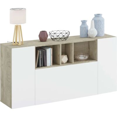 ALTRI Credenza - Paterson, Blanco y Roble, 150x41x76cm - Credenza ALTRI Credenza - Paterson, Blanco y Roble, 150x41x76cm - Credenza