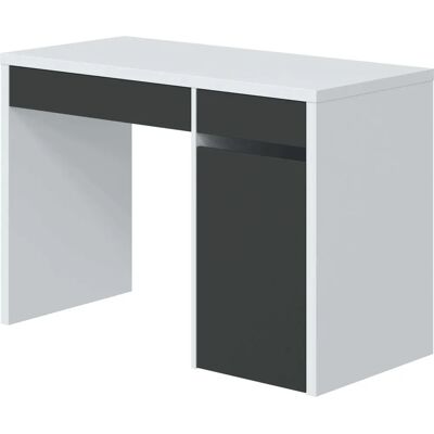 HABITDESIGN Miroytengo - Mesa con Almacenaje - Blanco y Gris, 75x108x50 HABITDESIGN Miroytengo - Mesa con Almacenaje - Blanco y Gris, 75x108x50