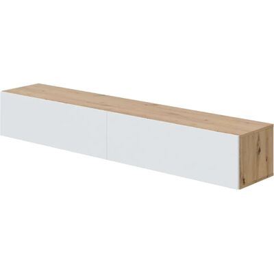 Mueble de TV flotante Kaway - Roble Nodi y Blanco Artik - 180cm Mueble de TV flotante Kaway - Roble Nodi y Blanco Artik - 180cm