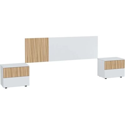 Fores - Conjunto de cama Ethna con cabecero reversible y mesitas - Tipo de cama Fores - Conjunto de cama Ethna con cabecero reversible y mesitas - Tipo de cama
