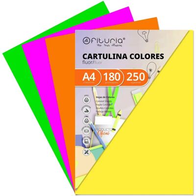 Carton fluorescent de couleurs - Pack de 250 feuilles A4 Carton fluorescent de couleurs - Pack de 250 feuilles A4