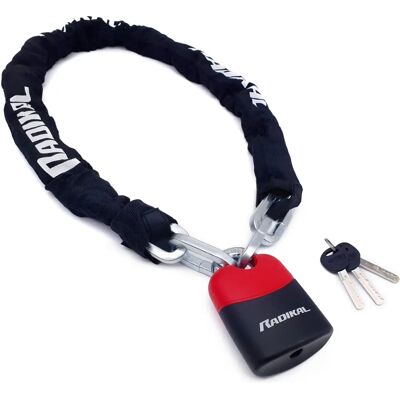 Radikal Bike Lock Chain - 120cm, Hardened Steel, Key Lock - Motorcycle & Bicycle Security Radikal Bike Lock Chain - 120cm, Hardened Steel, Key Lock - Motorcycle & Bicycle Security