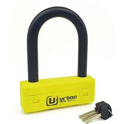Antivol U Urban Security - Jaune 18mm 85x120mm - Serrure pour vélo et scooter - Publicité Antivol U Urban Security - Jaune 18mm 85x120mm - Serrure pour vélo et scooter - Publicité