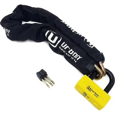 Urban Security Bike Lock - 13.5mm Chain & 18mm Disc Lock - Yellow Urban Security Bike Lock - 13.5mm Chain & 18mm Disc Lock - Yellow