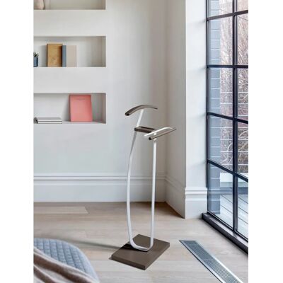 Mesita de noche Herdasa de haya maciza - Diseño moderno con metal cromado - Soporta 20kg Mesita de noche Herdasa de haya maciza - Diseño moderno con metal cromado - Soporta 20kg