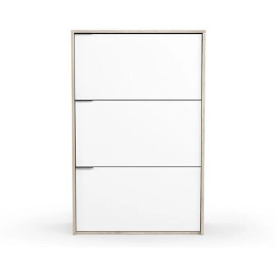 Herdasa - Zapatero Modelo Arhus - 3 Puertas - Blanco y Roble Herdasa - Zapatero Modelo Arhus - 3 Puertas - Blanco y Roble