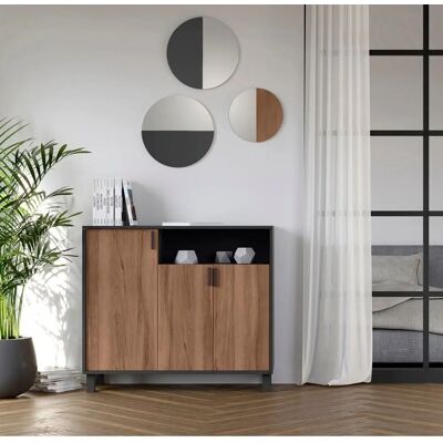 Herdasa - Zapatero Milan Modelo - Puertas en Grafito y Nogal - Mueble Herdasa - Zapatero Milan Modelo - Puertas en Grafito y Nogal - Mueble