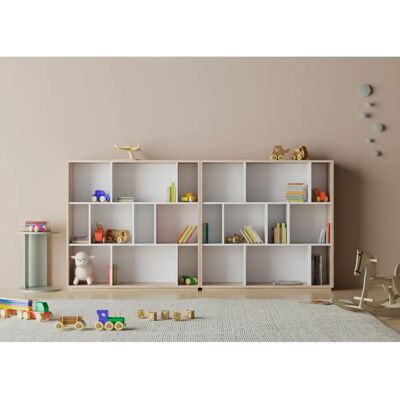 Herdasa - Estantería, colección NACK, 3 niveles, melamina, roble-blanco Herdasa - Estantería, colección NACK, 3 niveles, melamina, roble-blanco
