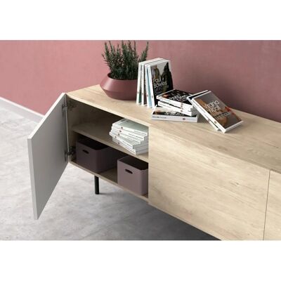Mueble TV Herdasa Roble Blanco - 3 Puertas - 52cm x 180cm x 43cm - Estilo Minimalista Mueble TV Herdasa Roble Blanco - 3 Puertas - 52cm x 180cm x 43cm - Estilo Minimalista