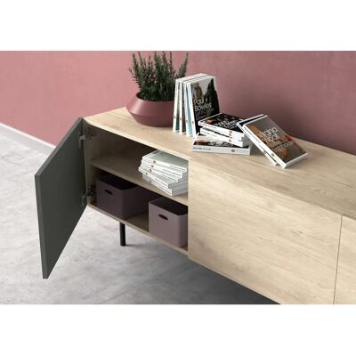 Herdasa Mueble TV de madera 3 puertas - Roble claro y grafito Herdasa Mueble TV de madera 3 puertas - Roble claro y grafito
