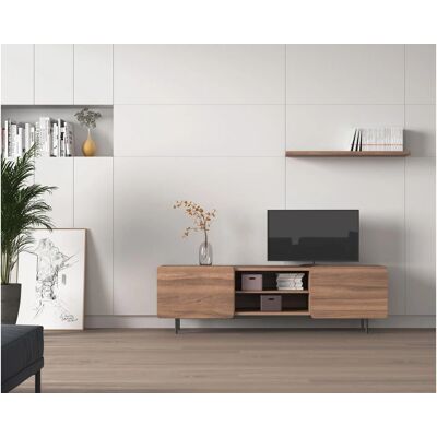 Mueble TV Nogal Herdasa - Colección Biscuit - 2 Puertas, 2 Estantes - 54cm Alto Mueble TV Nogal Herdasa - Colección Biscuit - 2 Puertas, 2 Estantes - 54cm Alto