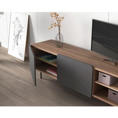 Meuble TV Nogal-Grafito Herdasa - Design Minimaliste, Beaucoup de Rangement, Espagne - Publicité Meuble TV Nogal-Grafito Herdasa - Design Minimaliste, Beaucoup de Rangement, Espagne - Publicité