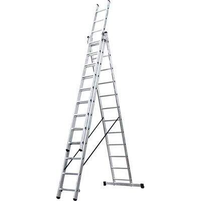 Orework Escalera extensible de aluminio triple 10 peldaños 3+3+3 m - Escalera Orework Escalera extensible de aluminio triple 10 peldaños 3+3+3 m - Escalera