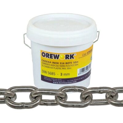 Cadena de Acero Inoxidable Orework - 50m, 6mm - DIN 5685 Cadena de Acero Inoxidable Orework - 50m, 6mm - DIN 5685