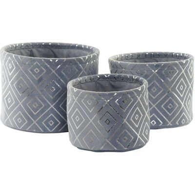 DKD Home Decor Mason Polyester Basket Set - Rhombus Velvet - 3 pcs DKD Home Decor Mason Polyester Basket Set - Rhombus Velvet - 3 pcs