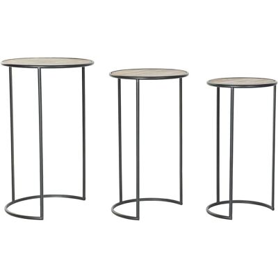 Zestaw 3 małych czarnych metalowych stołów DKD Home Decor Zestaw 3 małych czarnych metalowych stołów DKD Home Decor