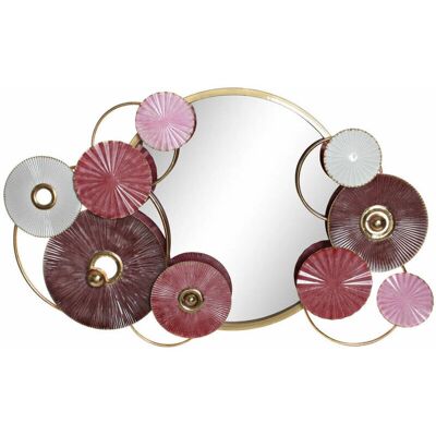 DKD Home Decor Pink Weiß Gold Moderner Kreismirror - Wandspiegel DKD Home Decor Pink Weiß Gold Moderner Kreismirror - Wandspiegel