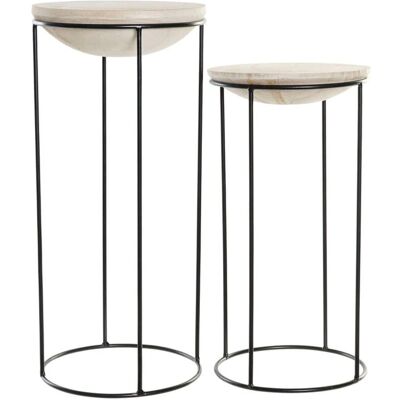 Set om 2 bord DKD Home Decor Svart Järn och Paulownia Trä - Bord Set om 2 bord DKD Home Decor Svart Järn och Paulownia Trä - Bord