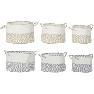 Ensemble de 2 Paniers en Coton Gris DKD Home Decor - 30x30x20 cm Ensemble de 2 Paniers en Coton Gris DKD Home Decor - 30x30x20 cm